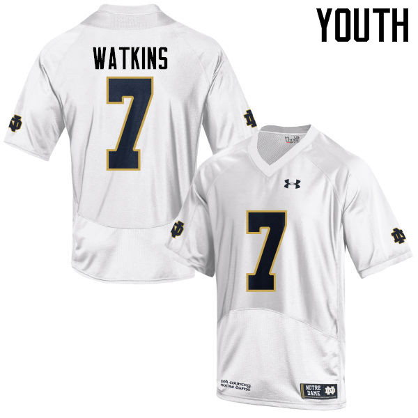 Youth #7 Nick Watkins Notre Dame Fighting Irish College Football Jerseys-White